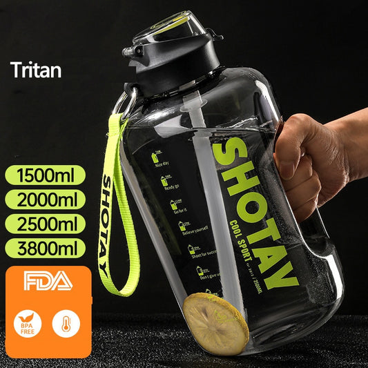 2 Liter Water Bottle with Straw Large Portable Travel Bottles For Training