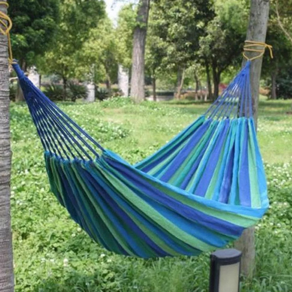 2 Persons Striped Hammock Outdoor Leisure Bed Thickened Canvas Hanging Bed