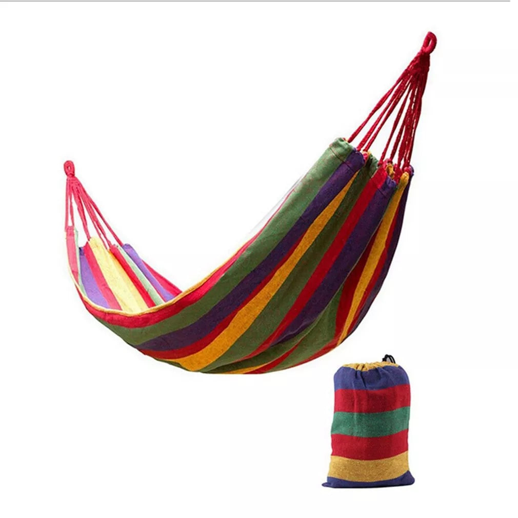 2 Persons Striped Hammock Outdoor Leisure Bed Thickened Canvas Hanging Bed