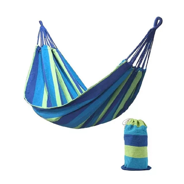 2 Persons Striped Hammock Outdoor Leisure Bed Thickened Canvas Hanging Bed