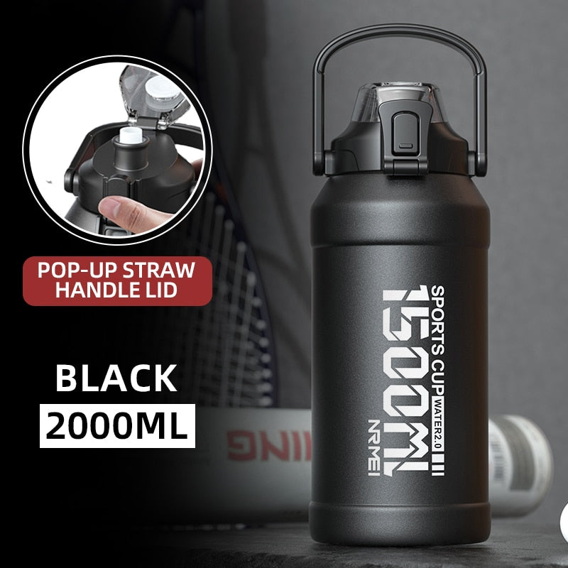 2L Water bottle Thermos Bottle with Removable Straw,