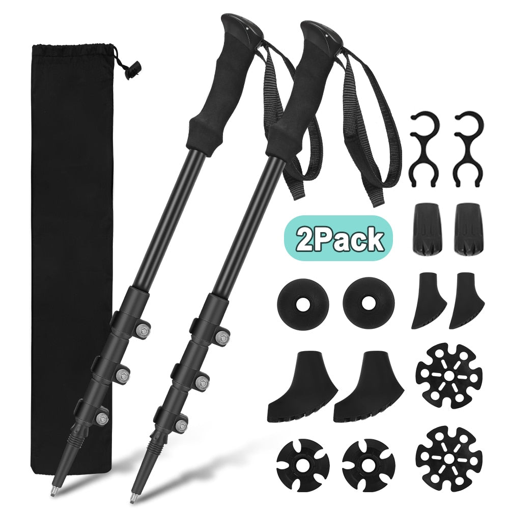 2Pcs/1Pair Outdoor Walking Trekking Poles Nordic Walking Sticks