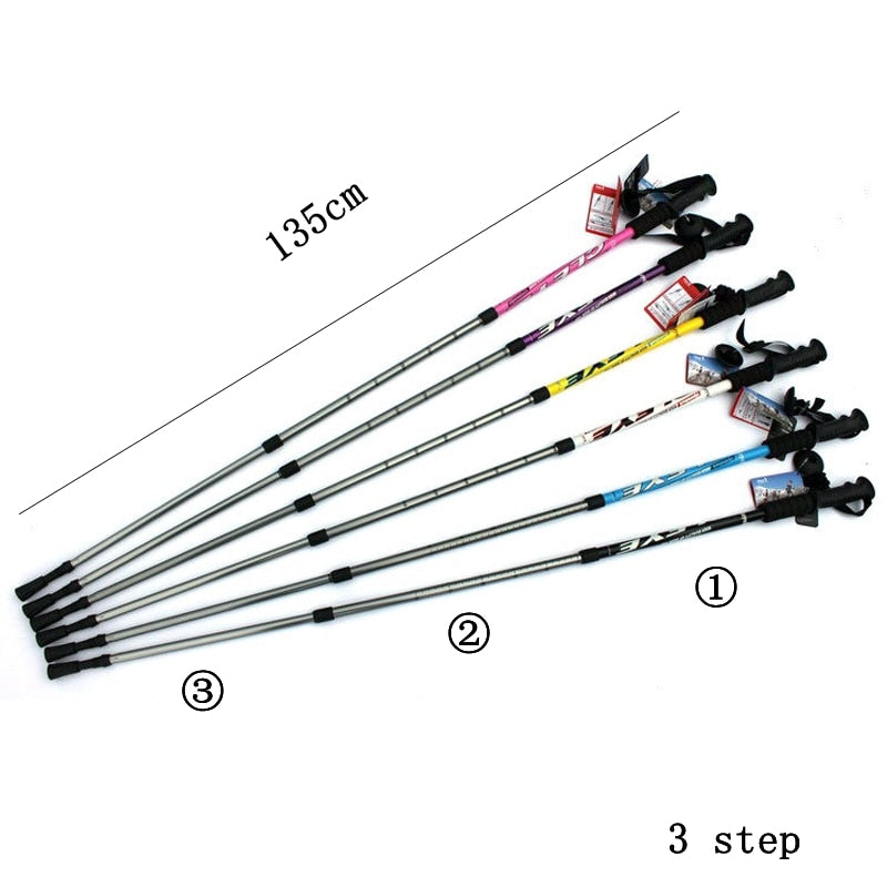 Hiking Anti Shock Walking Sticks Telescopic Trekking Climbing Poles