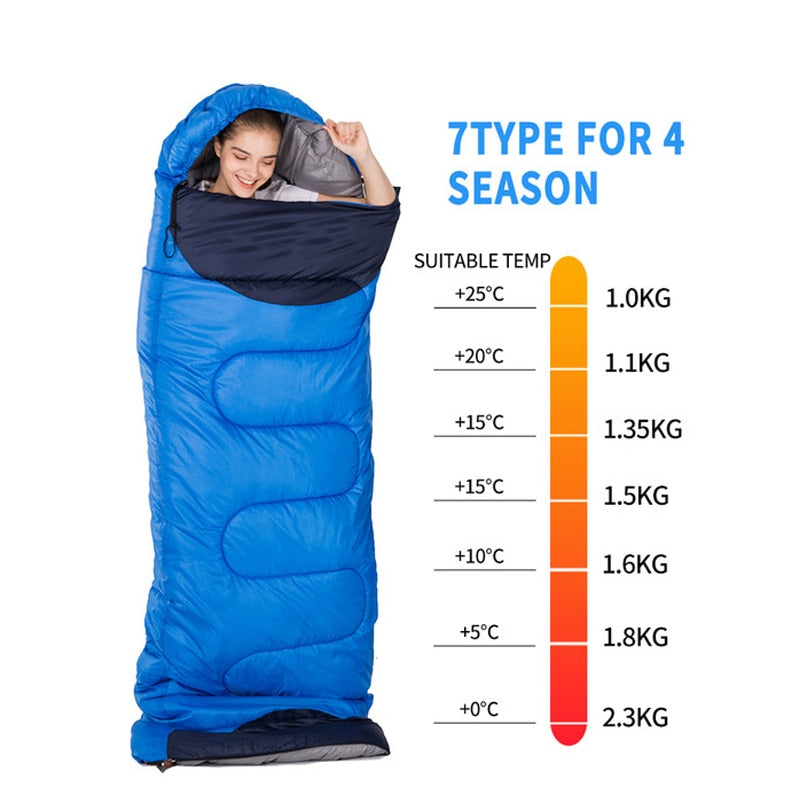 Waterproof 4 Season Warm Envelope Backpacking Sleeping Bag for Outdoor