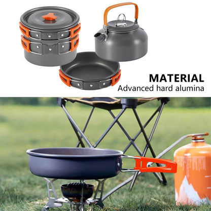 Camping Cookware Kit Outdoor Pot Pan Kettle Portable Cookware Set for Outdoor