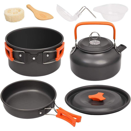 Camping Cookware Kit Outdoor Pot Pan Kettle Portable Cookware Set for Outdoor