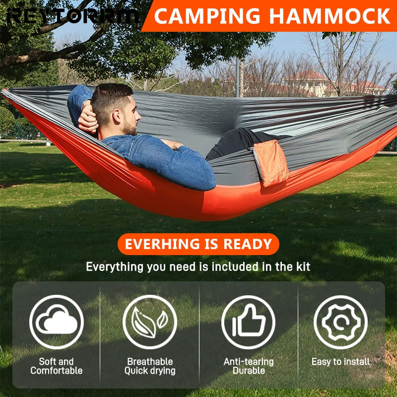 Camping Hammock For Single 220x100cm Outdoor Hunting Survival Portable Garden