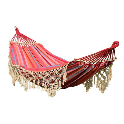 Camping Hammock Portable Two-Person Canvas Stripe Hang Hammock Swing Bed For Sports Home Travel Outdoor