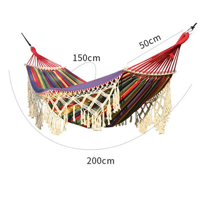 Camping Hammock Portable Two-Person Canvas Stripe Hang Hammock Swing Bed For Sports Home Travel Outdoor