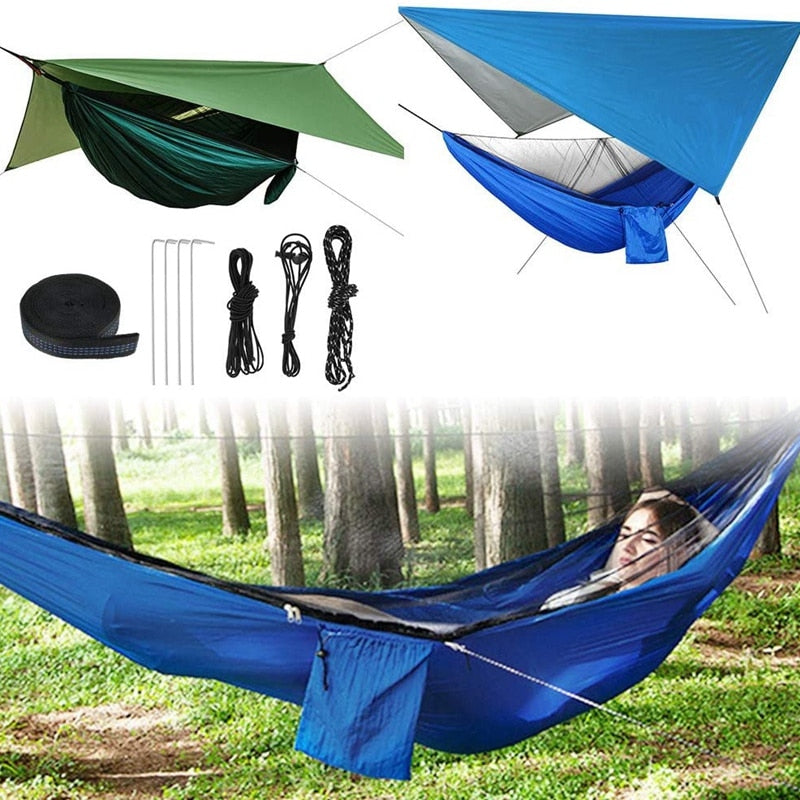 Camping Hammock With Mosquito Net Nylon Double Hammock Waterproof