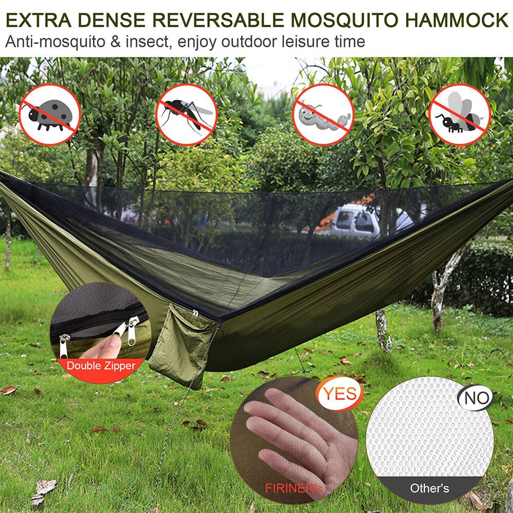 Camping Hammock with Rain Fly Tarp and Mosquito Net Tent Tree Straps Portable