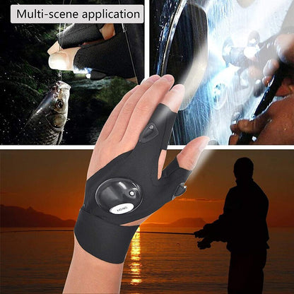 Fingerless LED Glove Waterproof Torch Outdoor Tool Fishing Camping Hiking