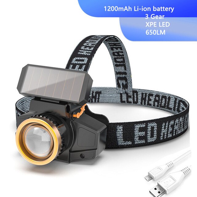 USB Rechargeable Head Torch LED Night Fishing Lamp Headlamp for Camping Hiking