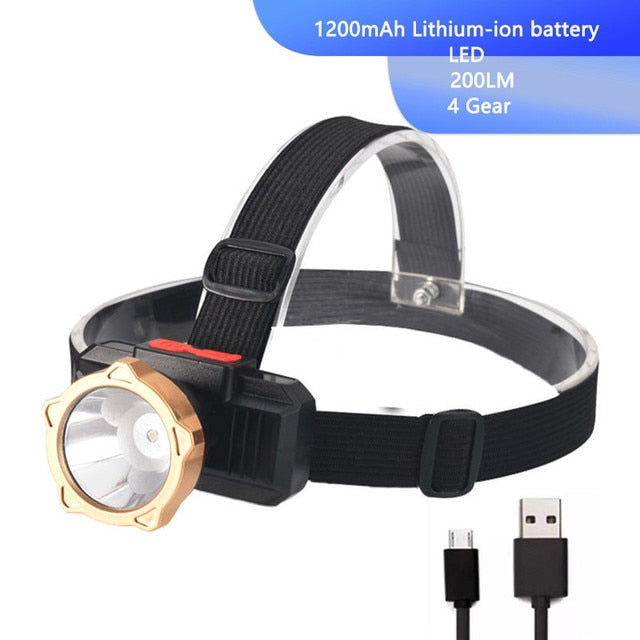 USB Rechargeable Head Torch LED Night Fishing Lamp Headlamp for Camping Hiking