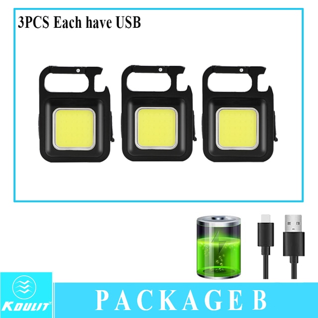 Light Portable Pocket Flashlight USB Rechargeable Key Light Lantern Camping