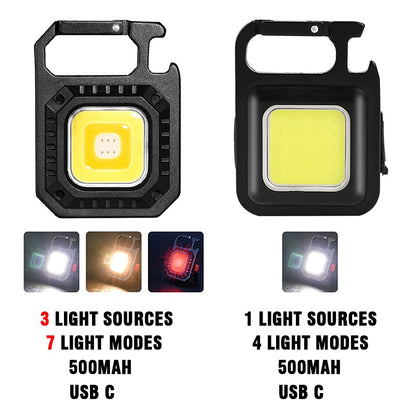 Light Portable Pocket Flashlight USB Rechargeable Key Light Lantern Camping