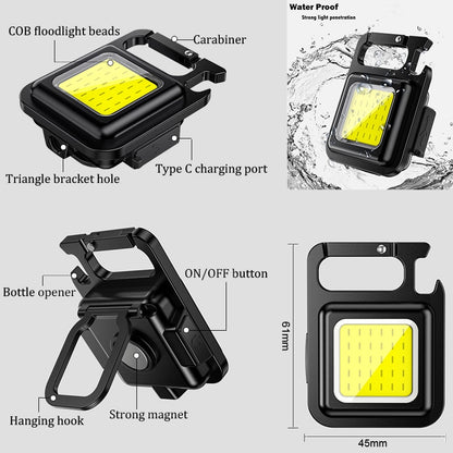 Mini Flashlight Keychain Rechargeable Cob Waterproof Portable Led Work Light 4 Light Modes Bright for Walking Camping Hiking