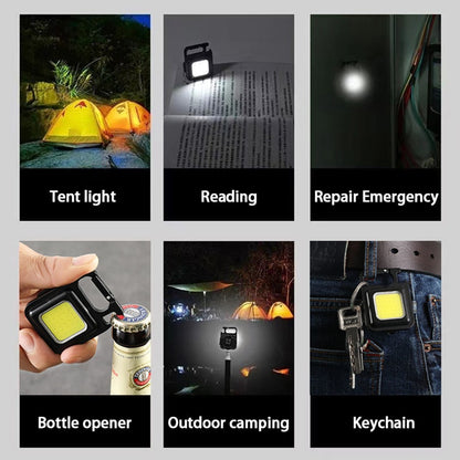 Mini Flashlight Keychain Rechargeable Cob Waterproof Portable Led Work Light 4 Light Modes Bright for Walking Camping Hiking