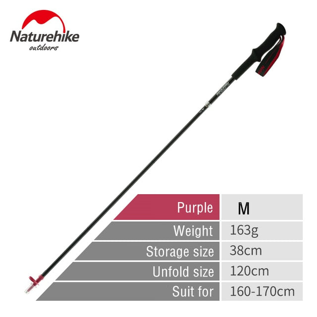 Naturehike Carbon Fiber Walking Pole Folding Walking Stick Telescopic Ultralight Trekking Pole Outdoor Hiking Climbing Stick