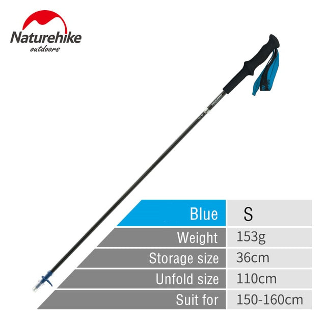 Naturehike Carbon Fiber Walking Pole Folding Walking Stick Telescopic Ultralight Trekking Pole Outdoor Hiking Climbing Stick