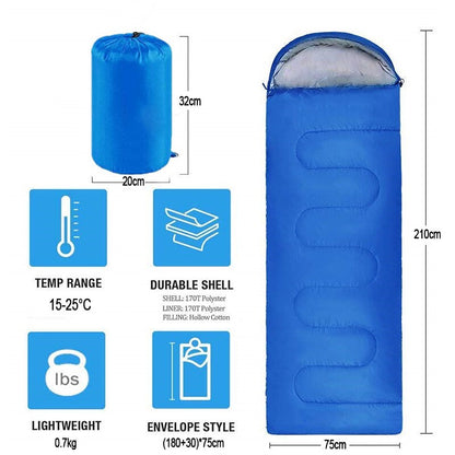 Waterproof Camping Hiking Envelope Bag Adult Kids Backpacking Sleeping Bag