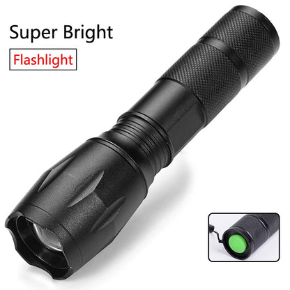 Outdoor Camping Hiking Tactical Flash Light Super Bright Powerful T6 LED Flashlight Super Bright Aluminum Alloy Portable Torch