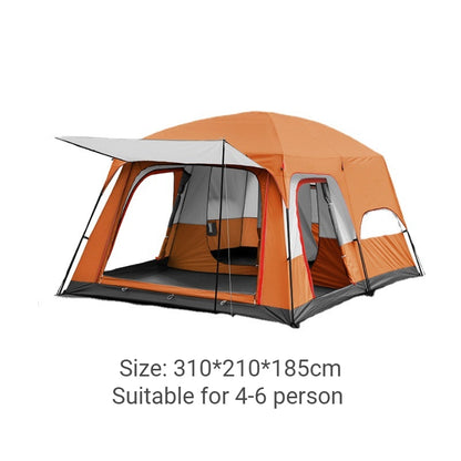 Outdoor Camping Tent 4-6 Person Two-bedrooms Double-layer Backpacking