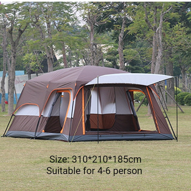 Outdoor Camping Tent 4-6 Person Two-bedrooms Double-layer Backpacking