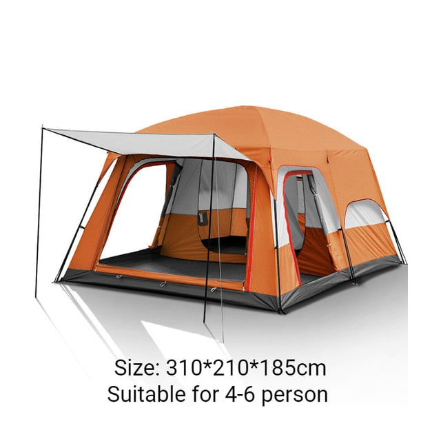 Outdoor Camping Tent 4-6 Person Two-bedrooms Double-layer Backpacking