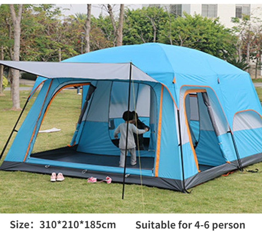 Outdoor Camping Tent 4-6 Person Two-bedrooms Double-layer Backpacking