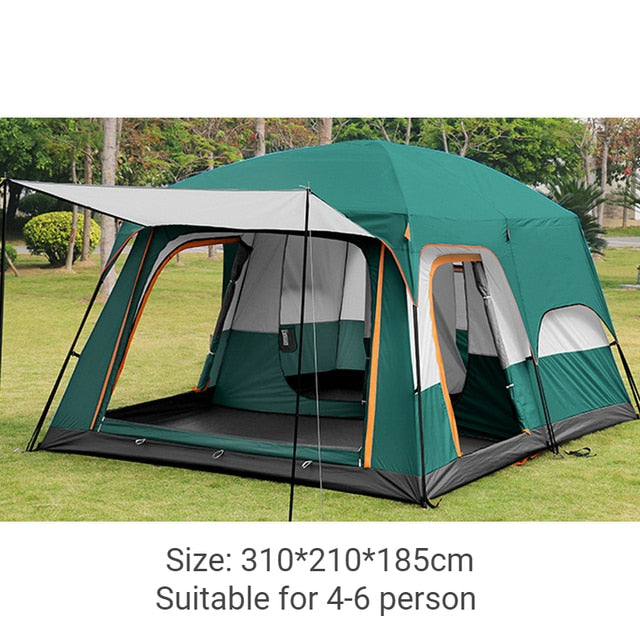 Outdoor Camping Tent 4-6 Person Two-bedrooms Double-layer Backpacking