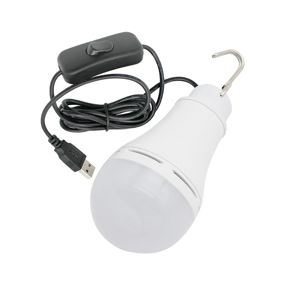 Portable Lanterns 5W USB LED Bulb Light With Switch Button Home Emergency Night Lamp For Hiking Camping Fishing Outdoor lighting