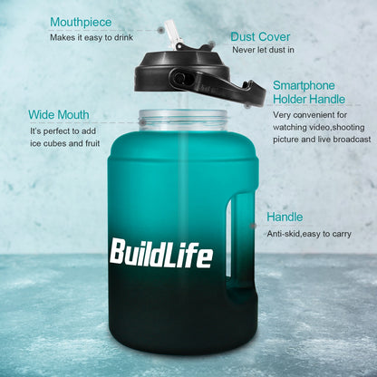 Water Bottle With Straw BPA Free Sport Fitness Tourism GYM Travel Times Jug