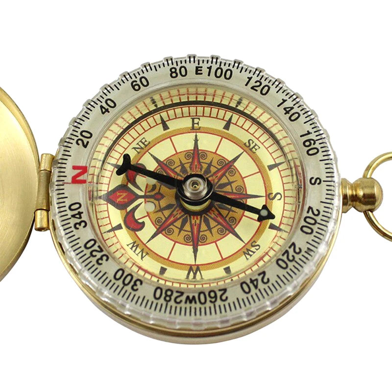 High Quality Camping Hiking Pocket Brass Golden Compass Portable Compass Navigation for Outdoor Activities