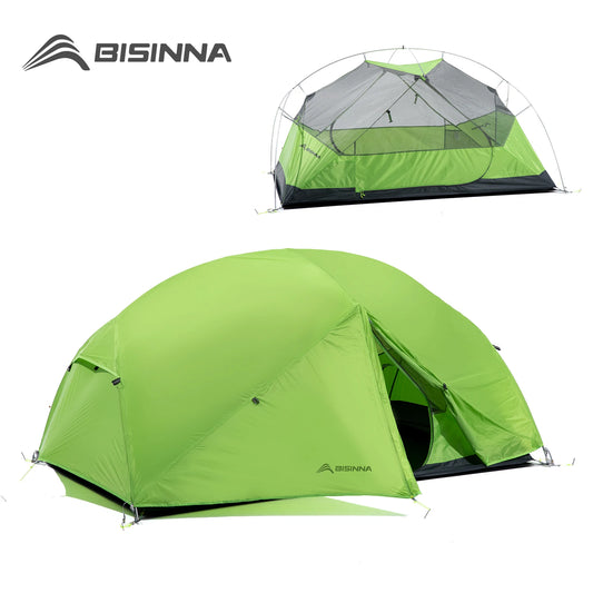 BISINNA 2 Person Ultralight Camping Tent 20D 380T Nylon Double Layer Waterproof Backpacking Tent for Hiking Travel with free mat