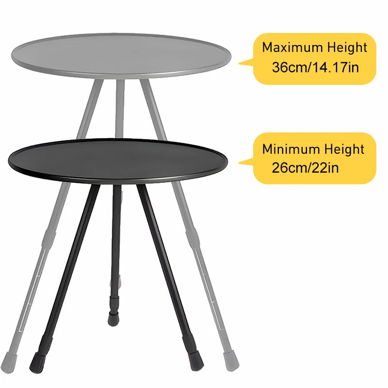 WESTTUNE Outdoor Round Table with Mesh Bag 2 Pcs Set Ultralight Portable Folding Adjustable Table for Camping Picnic Indoor