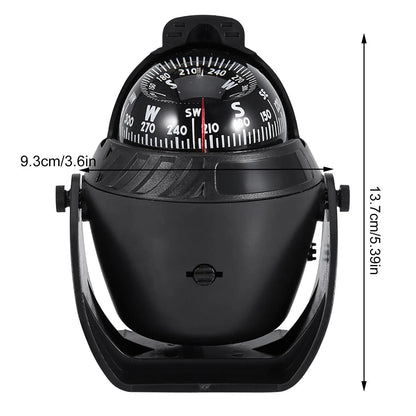 High Precision ABS Plastic Pivoting Marine Compass with LED Light - Ideal for Boats & Navigation