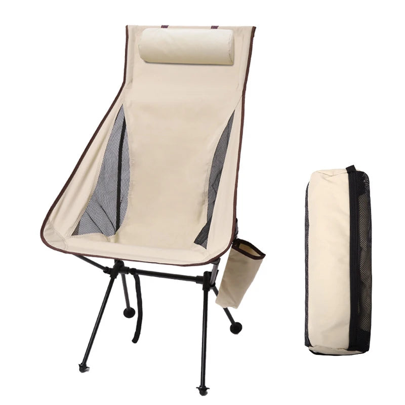 Westtune Portable Folding Camping Chair with Headrest Lightweight Tourist Chairs Aluminum Alloy Fishing Chair Outdoor Furniture