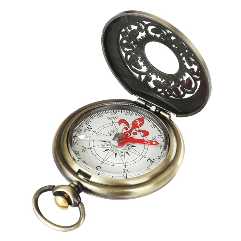 Vintage Bronze Pocket Compass Retro Outdoor Hiking Navigation Compass Kid Gift Retro Pocket Watch Compass Outdoor Tool