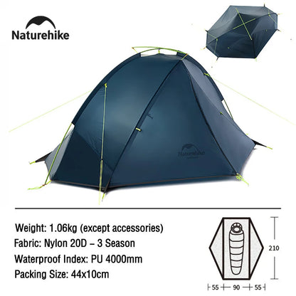 Naturehike Tagar Camping Tent Ultralight 4000mm Waterproof Canopy Tents 1-2 Person Quick Build Outdoor Backpack Cycling Tent