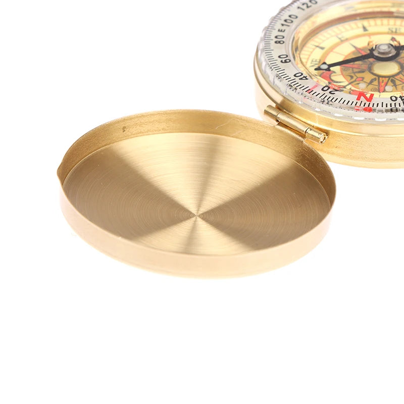 High Quality Camping Hiking Pocket Brass Golden Compass Portable Compass Navigation for Outdoor Activities