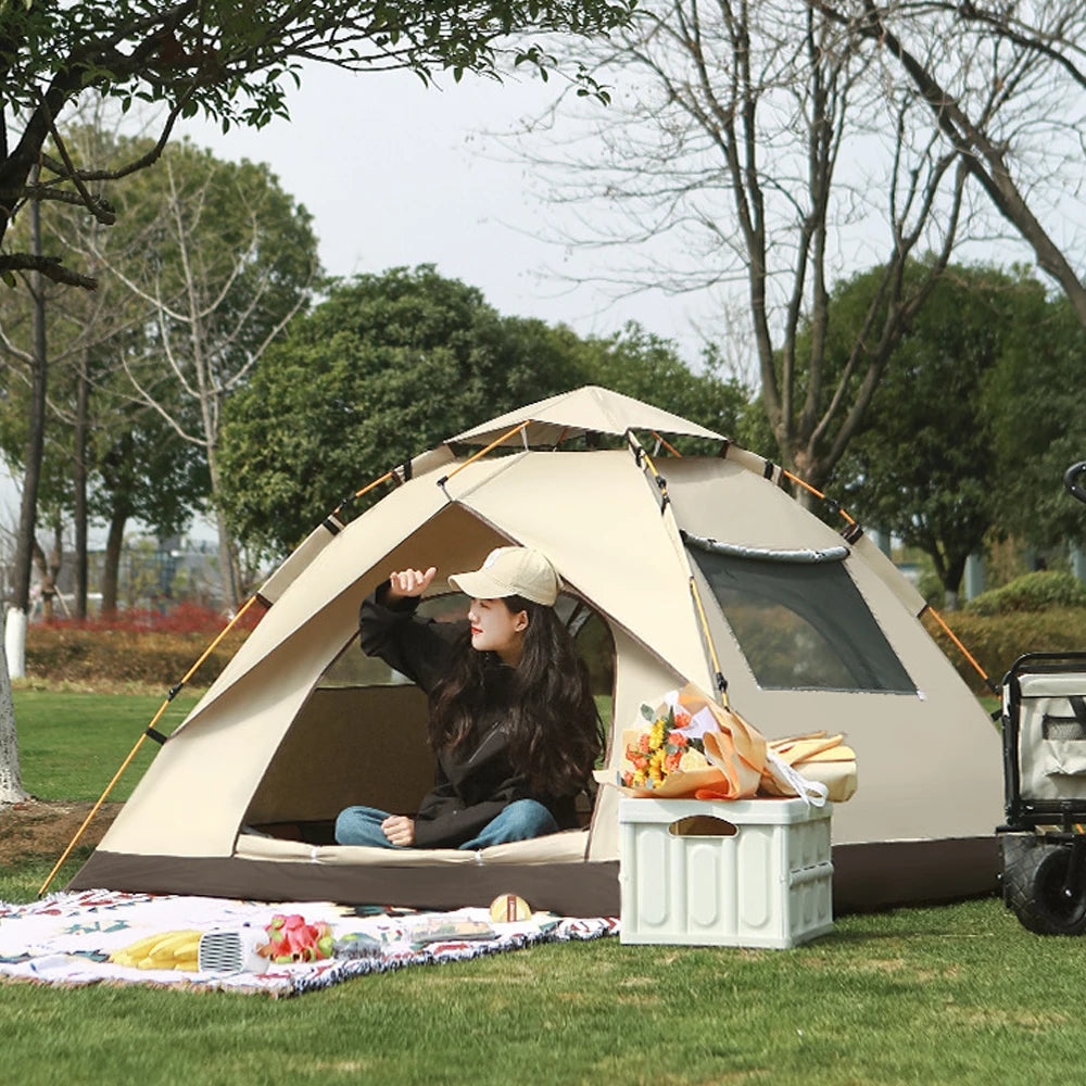 LIGHTEN UP Outdoor Automatic Quick Open Tent Rainfly Waterproof Camping Tent Family Outdoor Instant Setup Tent with Carring Bag