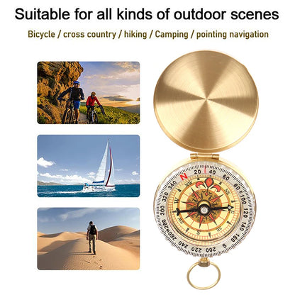 High Quality Camping Hiking Pocket Brass Golden Compass Portable Compass Navigation for Outdoor Activities