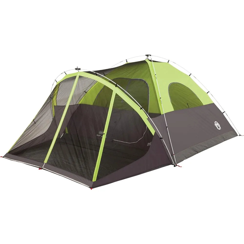 Steel Creek Fast Pitch Dome Camping Tent with Screened Porch, 6-Person Tent Includes Pre-Attached Poles, Integrated Rainfly