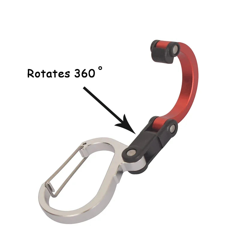 Multifunctional Hybrid Gear Clip Carabiner 360 Degree Rotating Hook Strong Buckle Camping Hiking Travel Backpack Outdoor Gadget