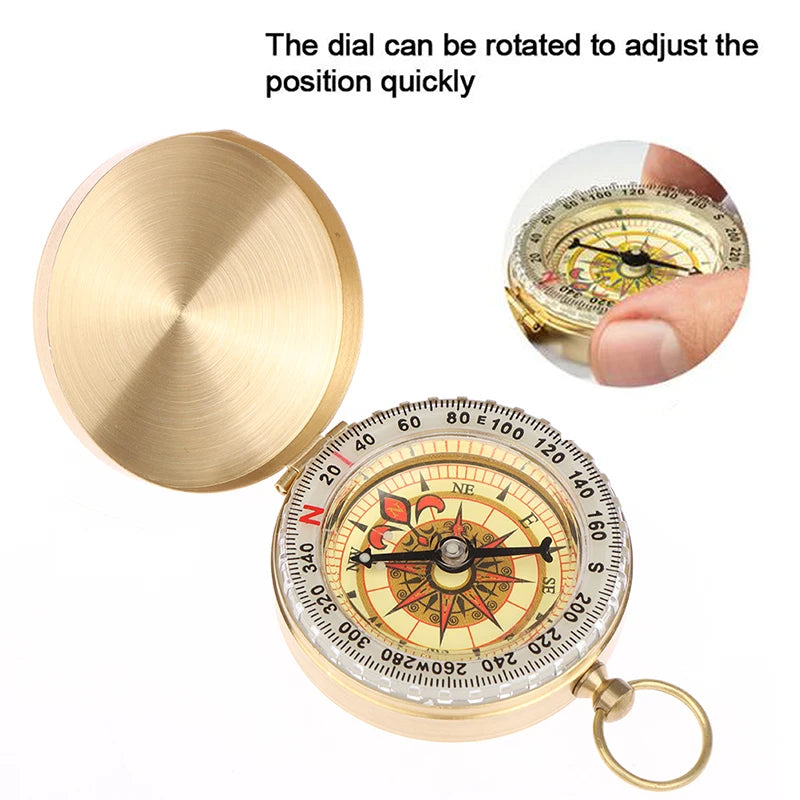 High Quality Camping Hiking Pocket Brass Golden Compass Portable Compass Navigation for Outdoor Activities