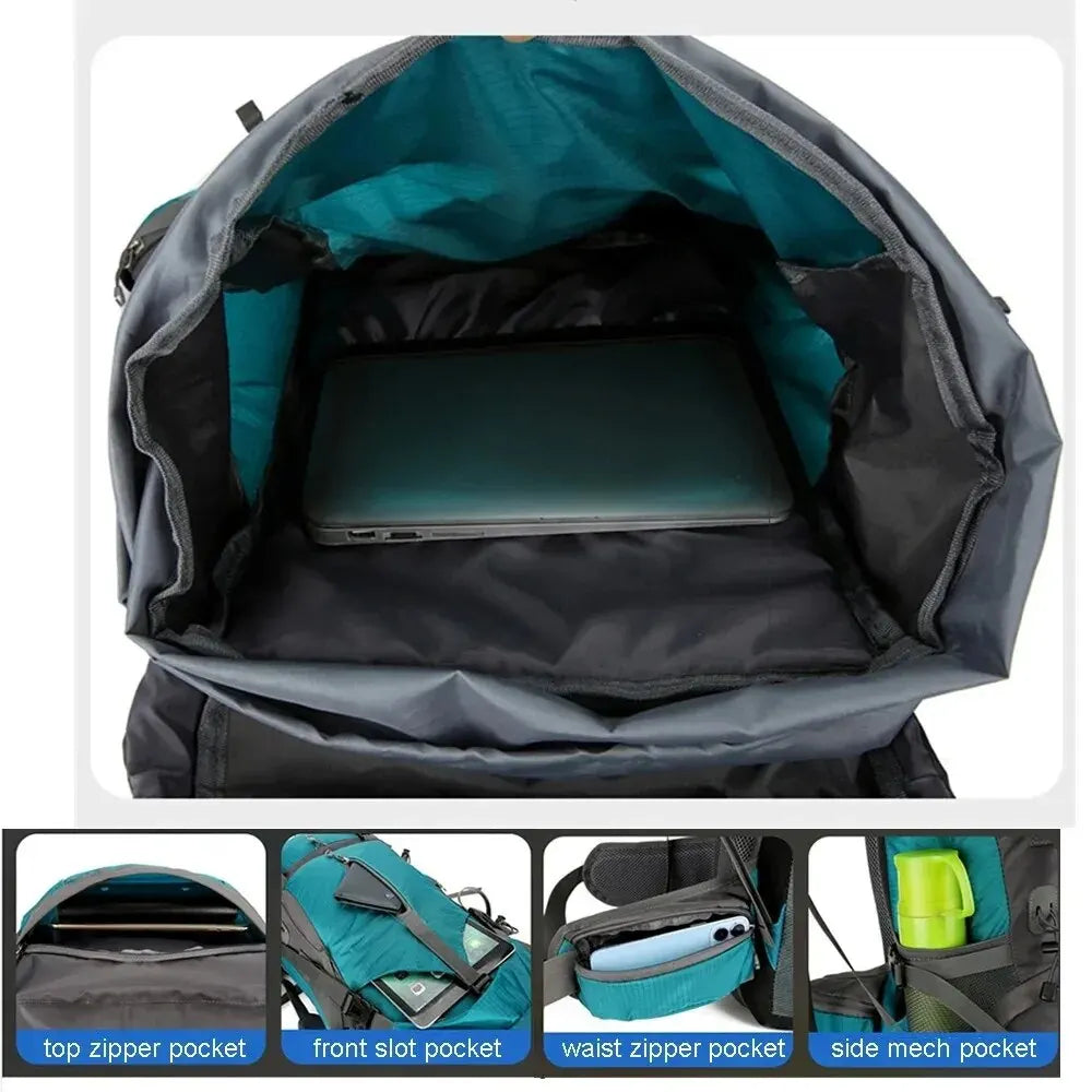 Waterproof Nylon Bag Camping Travel Backpack With Rain Cover Outdoor Hiking Mountaineering Men Shoulder Climbing Traveling Bags