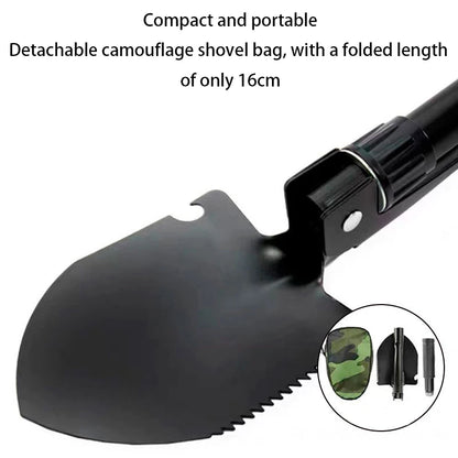 Foldable Portable Truck Mounted Engineer Shovel Camping Tent Outdoor Shovel Self-defense Survival Tool Compass Storage Bag