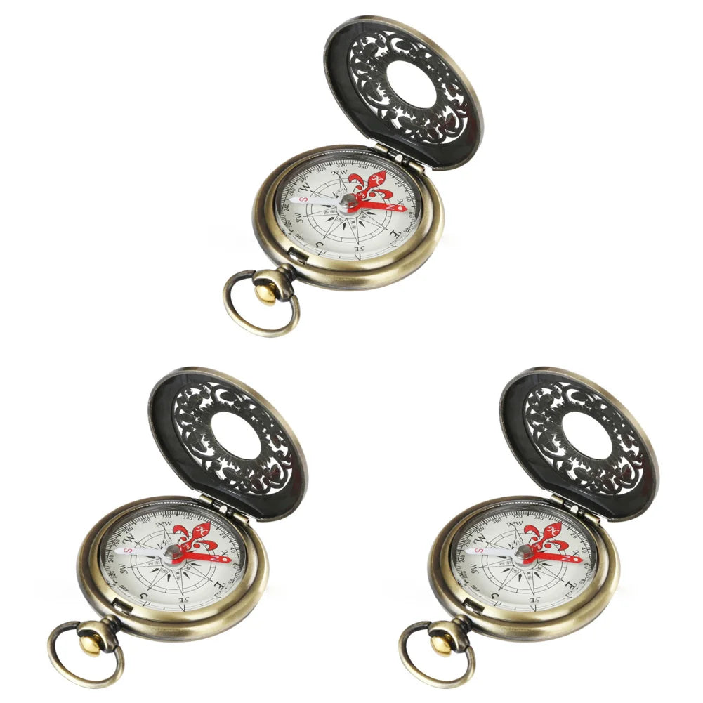 Vintage Bronze Pocket Compass Retro Outdoor Hiking Navigation Compass Kid Gift Retro Pocket Watch Compass Outdoor Tool