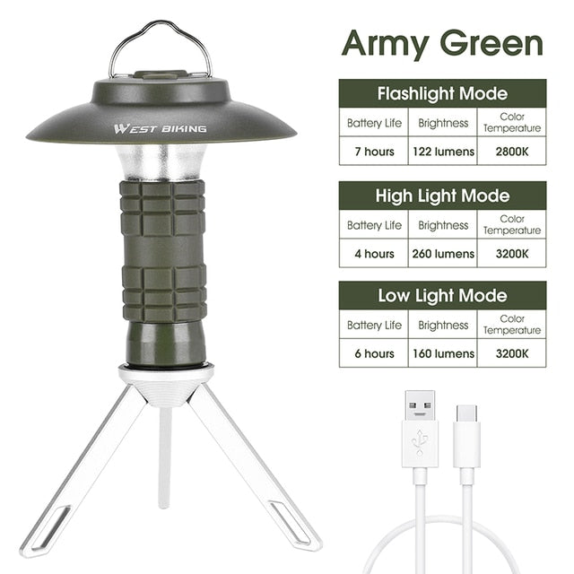 Camping Light USB Rechargeable 3 Lighting Modes